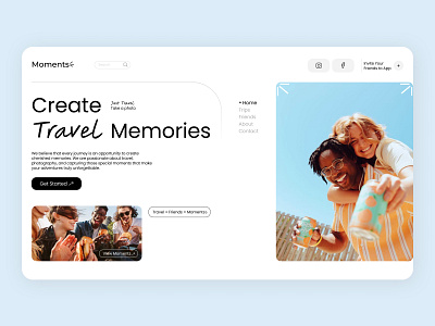 Moments - Just take a photo - Corporate Website app ui ux