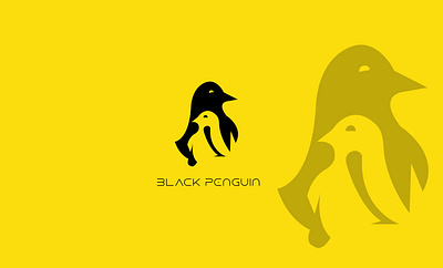 black penguin animation birds logo graphic design logo logos penguin penguin logo