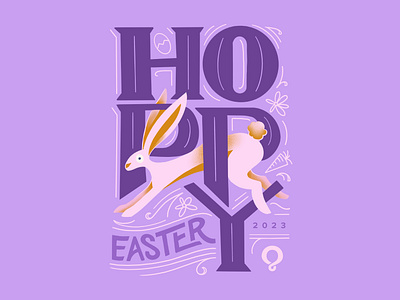 Easter Hand Lettering april bold bunny custom easter festive hand hare holiday hoppy illustration jump lettering ornate overlap pink purple rabbit spring whimsical