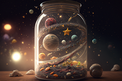 galaxy in a jar, particle heaven design graphic design illustration