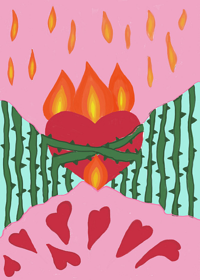 Corazón fuego arte colores design dibujo graphic design illustration pintura trazo