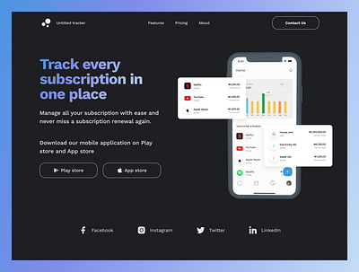 Untitled tracker_ A subscription Landing page design manager planner subscription subscription tracker tracker ui