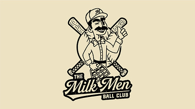The Milk Men Ball Club baseball branding illustration mascot