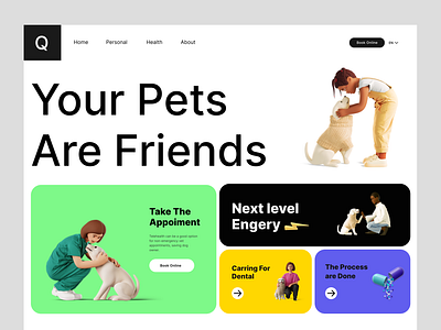 Pets Clinic Landing page 3d animals animation branding cats design doctor graphic design illustration landing logo motion graphics page pet ui ux vector