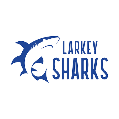 Larkey Sharks Swim Club adobeillustrator app brand design branding colorful custom design emblem graphic design illustration illustrator logo shark sharks team typography water