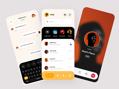 Chat App calling chat ui chatting chatting app design home screen ios message minimal app mobile ui modern app ui ux video call voice note whatsapp