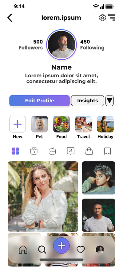 Instagram Mobile App Profile Page Redesign instagram mobile ui redesign ui