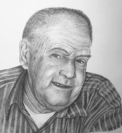 Farmer Portrait in Graphite black white graphite drawing illustration portrait drawing spot illustration