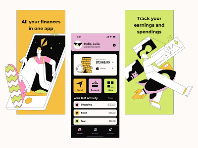 Online Banking App app design graphic design ui ux vector