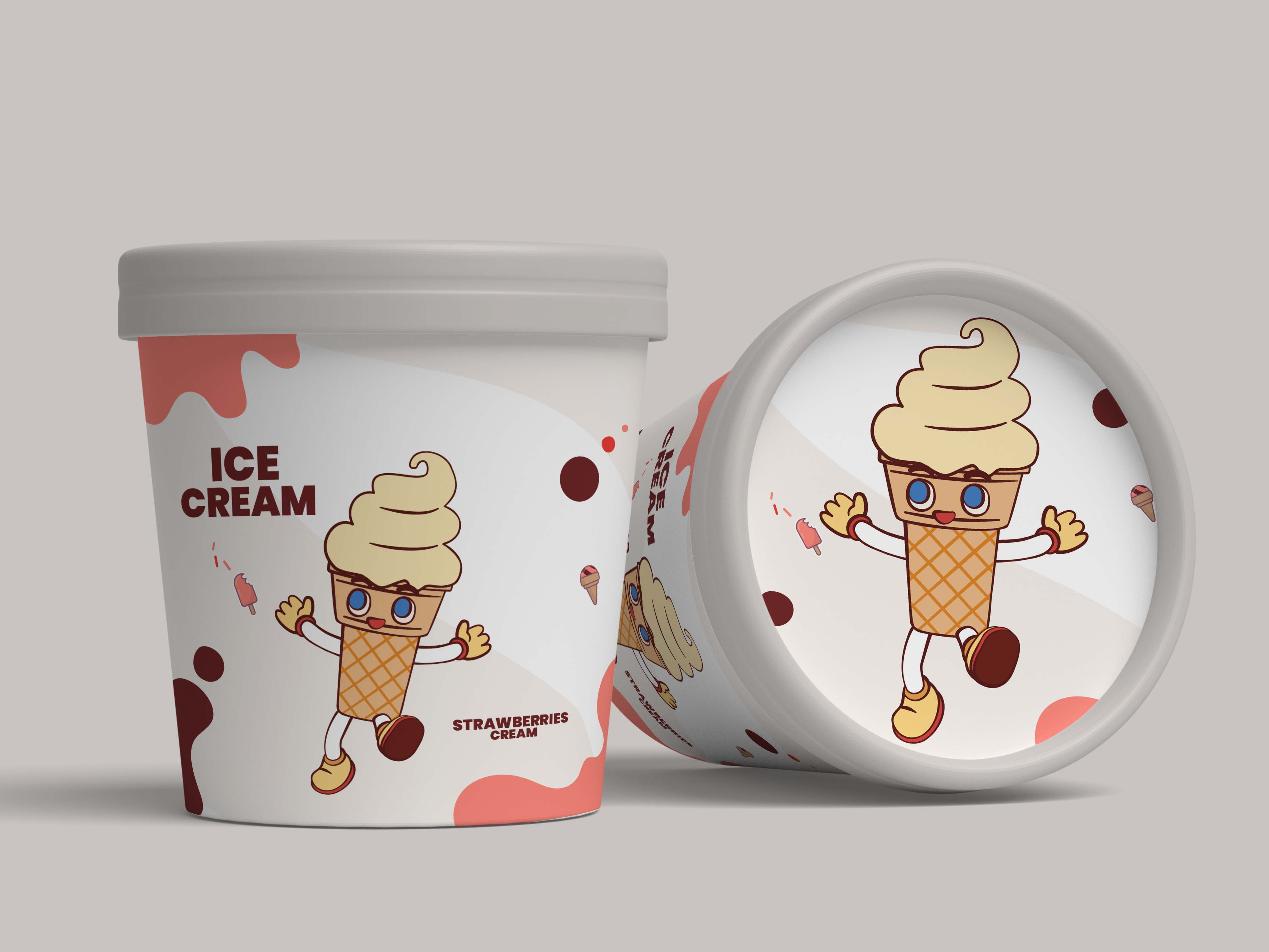 Example of Ice Cream Cup Label Packaging Design