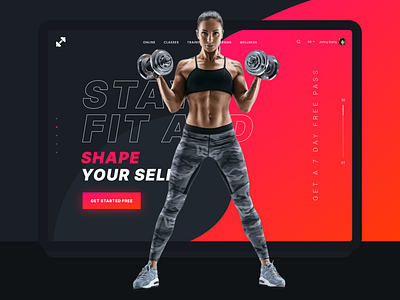 Web UI Design of Gym 3d app branding dark design fitness girl graphic design gym health illustration landing page logo training typography ui ux web design web3 website