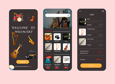 Musical instrument interface app branding design graphic design illustration typography ui ux vector