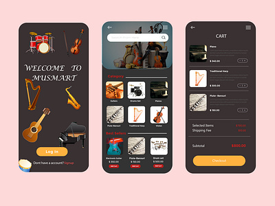 Musical instrument interface app branding design graphic design illustration typography ui ux vector