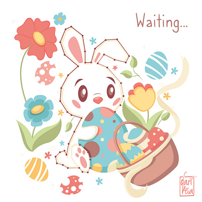 Waiting adobeillustrator childrensillustration digitalart digitalartist digitalillustration easter illustration vectorart vectorartist vectorillustration