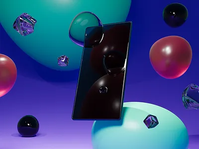 Floating Screen 3d blender bubbles deform design floating reflection smartphone transparence