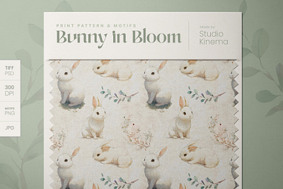 Bunny in Bloom | Seamless Pattern By Studio Kinema bunny bunny in bloom creative market cute digital download illustration pattern seamless pattern studio kinema vintage