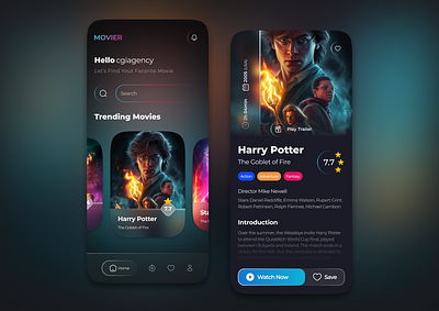 Movie Platform Mobile UI app design figma illustraton logo movie ui ux