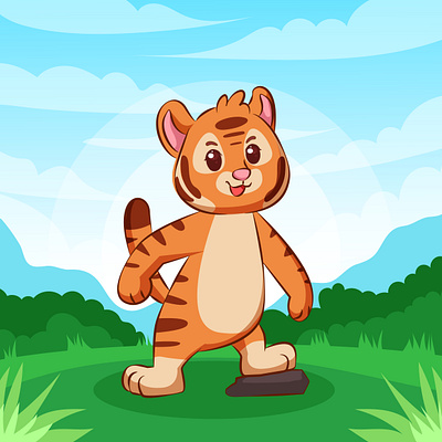 Cute Tiger Mascot animal animation character colorful cute design fun funny graphic design happy illustration kids logo logotype mascout playful smile tiger vector zoo