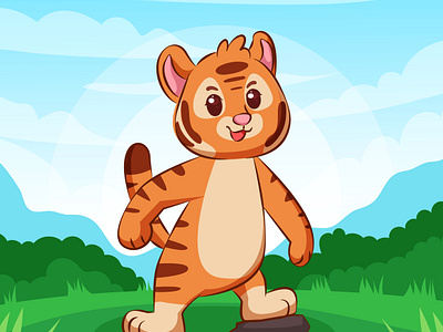 Cute Tiger Mascot animal animation character colorful cute design fun funny graphic design happy illustration kids logo logotype mascout playful smile tiger vector zoo