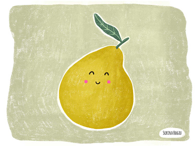 Cute Pear Illustration 🍐 cute design food illustration green hand drawn happy illustration illustrator kids illustration pear yellow
