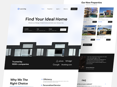 Luxe Living - Real Estate Website Design app clean design graphic design hotels illustration landing page minimalist modern properties real estate ui ux website