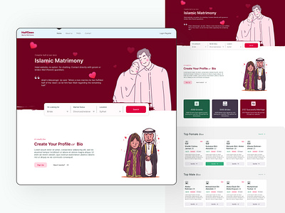 Half Deen- Landing Page design Concept clean conversation creative design dating finder halal half deen landing page life partner marriage martimony matching muslims social ui uiux ux