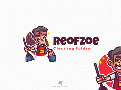 REOFZOE artnivorastudio branding cartoon character cleaning service colorful creative design graphic design illustration logo logoawesome logoground logoinspiration logomaker man modern simple vector