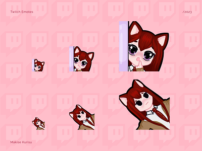 Kurisu twitch emotes anime character cute design emoji emotes girl illustration kurisu streamer twitch twitch emotes