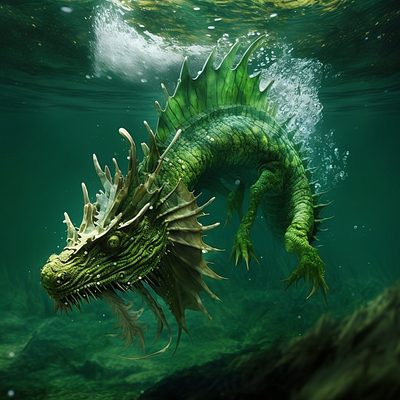 Underwater dragon "Ryumi" graphic design illustration