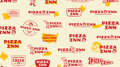 Pizza Inn Rebrand: Food Paper Pattern americana branding buffet design graphic design logo restaurant typography