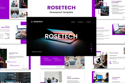 ROSETECH Technology Presentation Template business layout pitch deck powerpoint ppt pptx presentation slides tech template