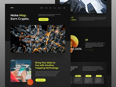 Here Mapping Landing Page 🌎🌍🌏 ai application branding crypto darkmode illustration landing page map mapping ui ui design uiux web design website