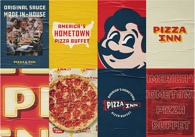 Pizza Inn Rebrand: Brand Posters americana branding buffet design graphic design logo poster design restaurant