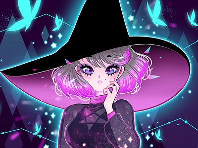 Glowy Papillion anime character design femenine illustration kawaii manga witch