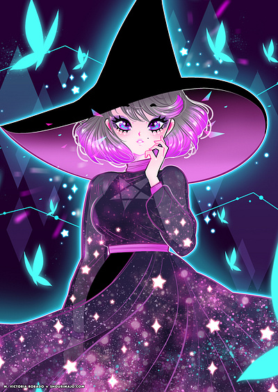 Glowy Papillion anime character design femenine illustration kawaii manga witch