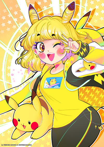 Pika Pika animation anime character design characterdesign characterization clipstudio cute fanart femenine illustration manga