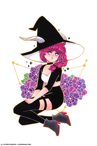 Zodiac Witches (Marker) art character design characterdesign clipstudio cute design femenine illustration illustrator inktober manga marker witch