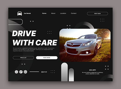 Car rental landing page design animation design figma landing page prototyping ui