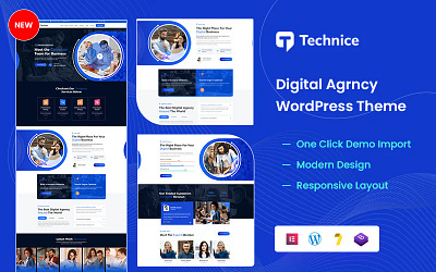 Technice - Digital Agency WordPress Theme advisor agency business company consulting corporate creative elementor finance financial it marketing modern multipurpose responsive services software solution startup technology