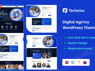 Technice - Digital Agency WordPress Theme advisor agency business company consulting corporate creative elementor finance financial it marketing modern multipurpose responsive services software solution startup technology