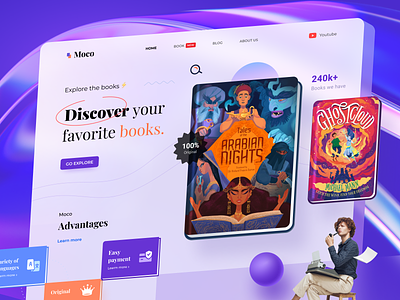 Book Store Landing Page 3d book book store colorful landing page marketplace popular store ui uiux web website