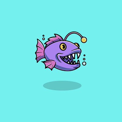 Cute Baby Anglerfish design graphic design ocean vibes ui
