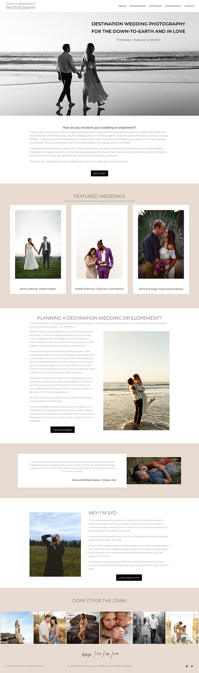 Sydney Swarthout Photography web design