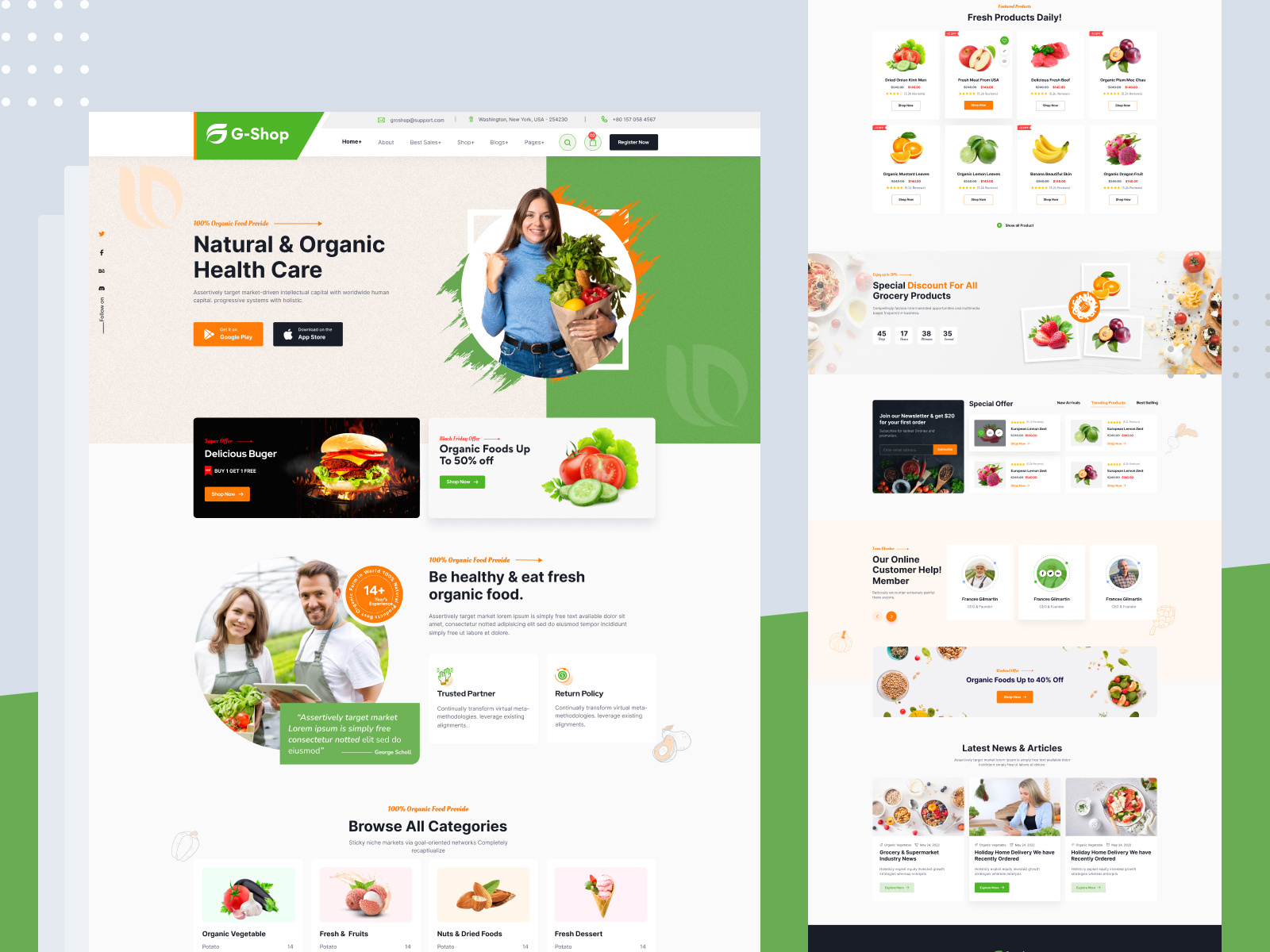 Grocery Landing Page cart ecommerce fast food food marketplace grocery grocery landing page grocery online landing page landingpage product shop store food supermarket ui design web design website design