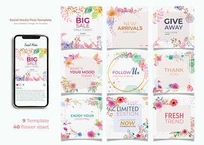 Flower Bloom - Social Media Post Template design flower graphic design illustration instagram instagram post layout design social media template