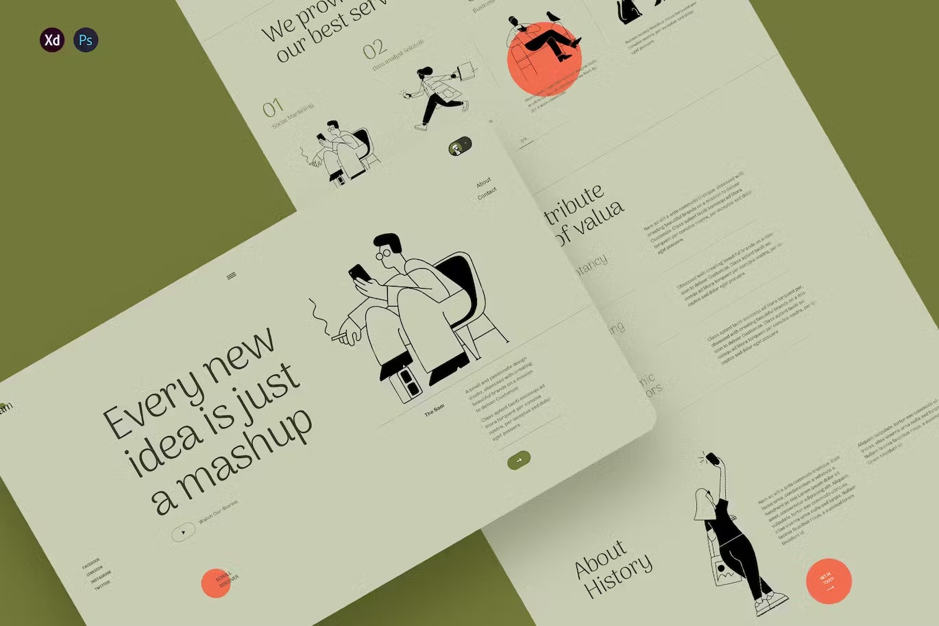 Sam - Creative Landing Page Template app home page home screen homepage interface ios landing landing page landingpage mobile page site ui uidesign uiux ux web web page webdesign website