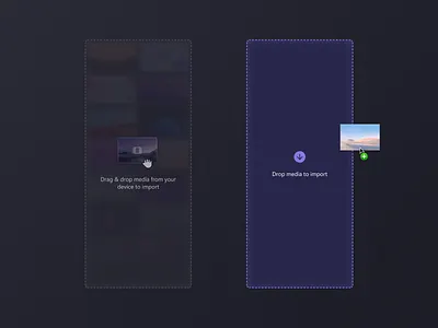 Import media dropzone clipchamp design drag and drop dropzone empty state import importing media product design ui video video editing