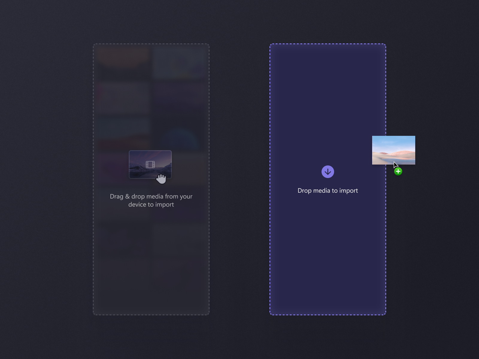 Import media dropzone by Kelvin O'Shea on Dribbble