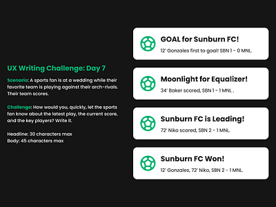 UX Writing Challenge: Day 7 app design notification sport sports ui ux uxwriting