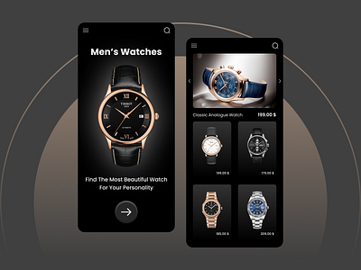 Men's Watch Store | Mobile App Design app branding design graphic design illustration logo typography ui ux vector